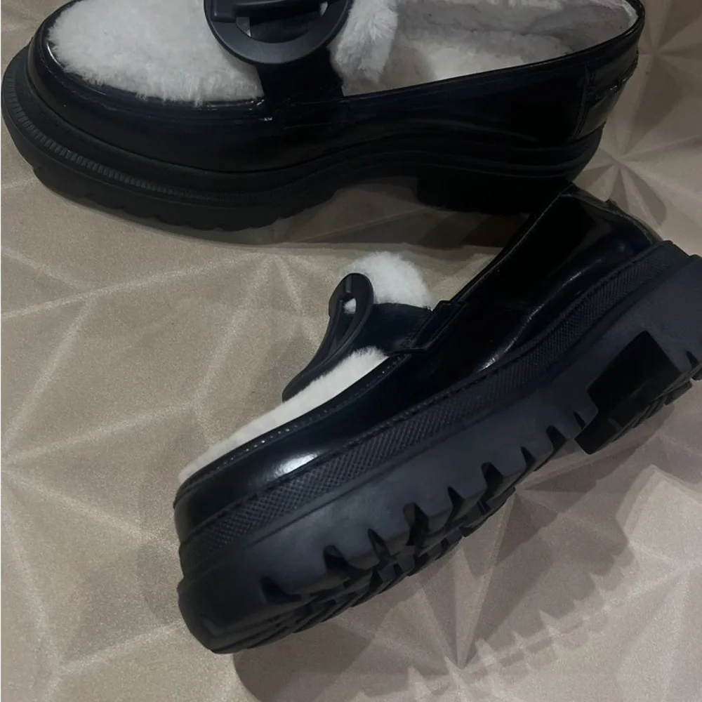 Iceberg black & white fur platform leather loafers size EU 39 US 9 NWT - Picture 6 of 10